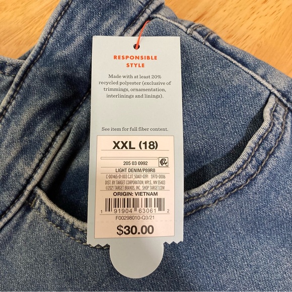 Girls Jean Overalls Size 18 XXL Light Denim Bib Overalls Stretch Cat & Jack NWT - Picture 13 of 16